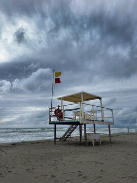 Beach Lifeguard Station on a Cloudy Day