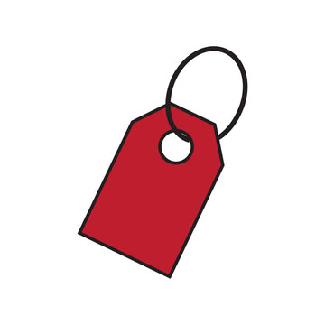 Red price tag. Realistic price icon for promotions, offers, sales, and new items. Label. Marketing and sale of goods. Vector illustration.