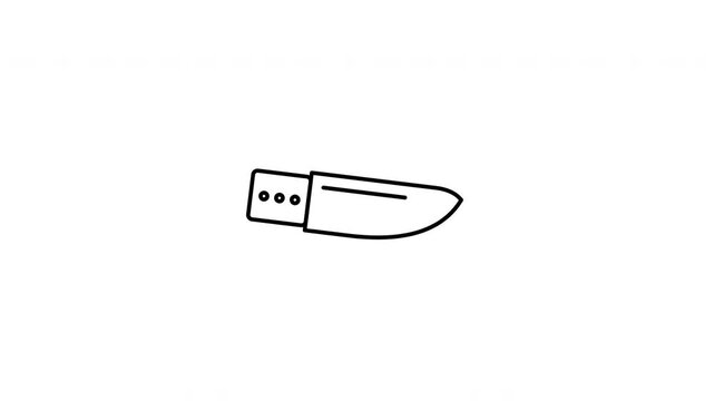 Simple line art outline illustration of a kitchen knife icon. Minimalist vector graphic for culinary, cooking, or general utility.