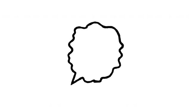 Animated doodle icon of a speech bubble with bumpy uneven edges for creative chat dialogue.