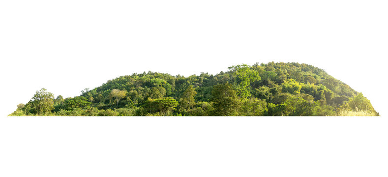 Panorama island, hill, mountain isolated on a white background. with clipping path, for photo montage. Used for graphics