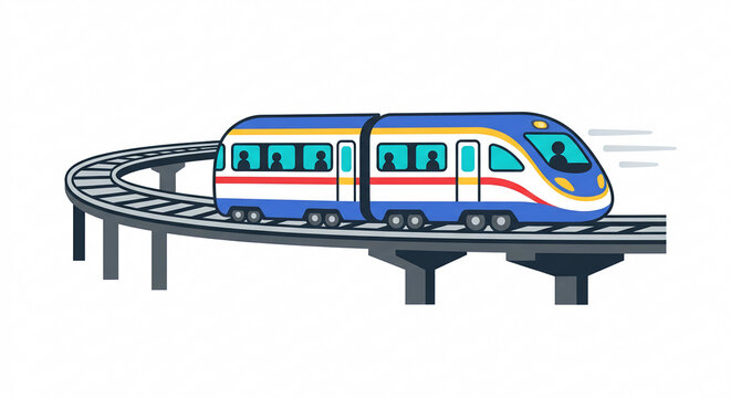 Modern electric railway train express concept, flat vector transportation graphic isolated
