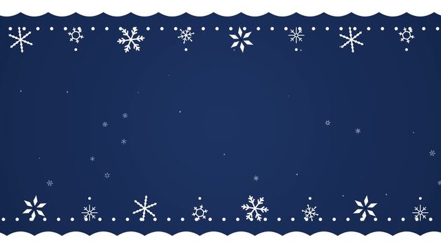 Christmas snowflake header with hanging snowflakes, seamless loop