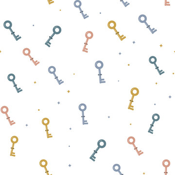 Vintage keys pattern for antique background and design.