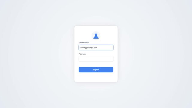 Modern web login form interface sequence with successful authentication