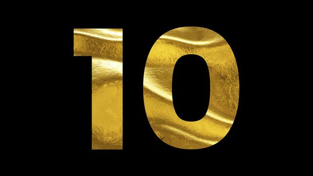 Number 10 Bold Gold Typography Design, Minimalist Numeric Symbol,