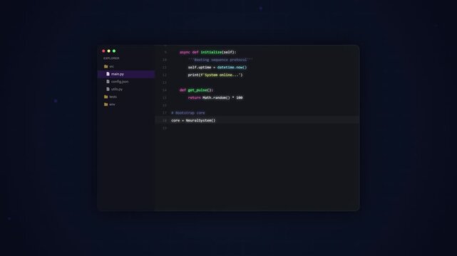 Programming code editor windows grid on dark blue background
