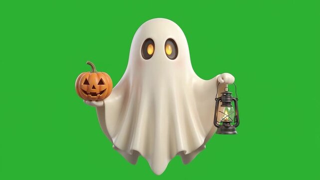 Floating 3D ghost on green screen chroma key for video editing