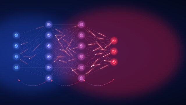 Backpropagation error signal flowing backward through neural network