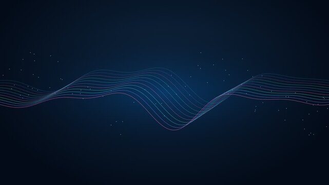 Digital Glowing Network Tree on Dark Blue Background