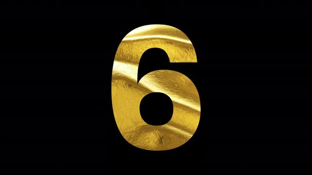 Number 6 Bold Gold Typography Design, Minimalist Numeric Symbol,