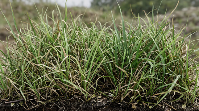 carex obnupta grass clump (slough sedge, pacific sedge) isolated PNG on a transparent background premium nature cutout