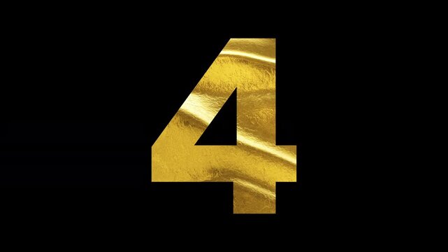 Number 4 Bold Gold Typography Design, Minimalist Numeric Symbol,