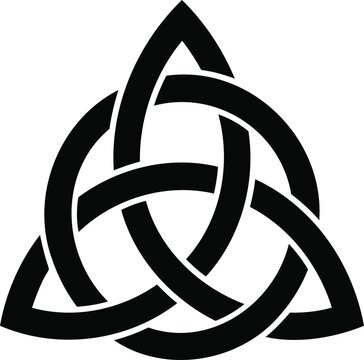 Black celtic triquetra trinity knot symbol on white background