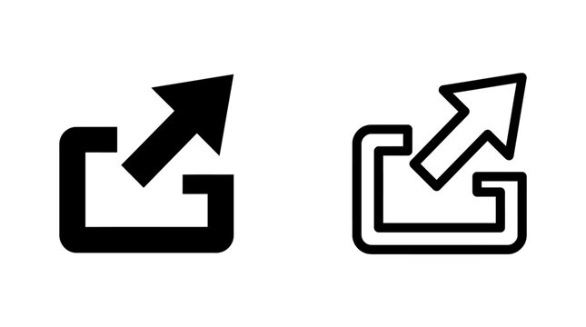 Set of export outbox directional arrow symbols for interface