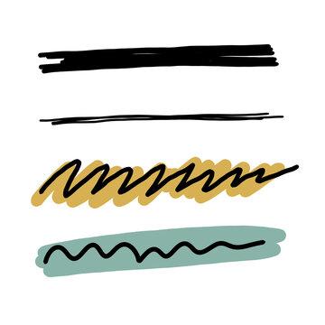 Hand drawn doodle line stroke set featuring underline scribble wavy and zigzag lines isolated on white background