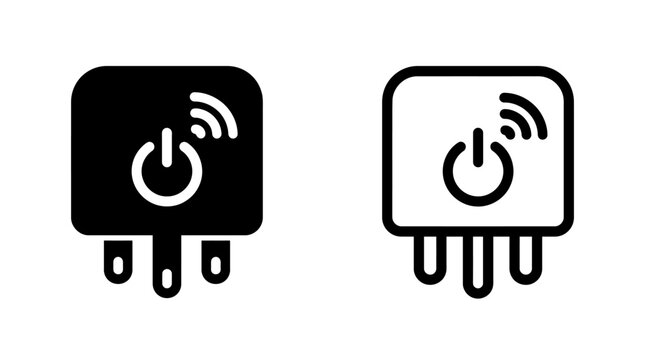 Smart power adapter with wireless connection icon in vector style