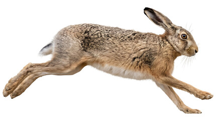 Brown hare running in nature isolated on transparent background © Sabbir 
