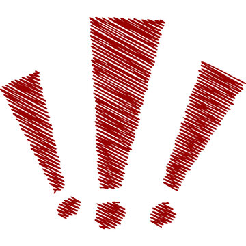 Red scribble exclamation mark fanned surprise symbol