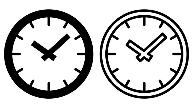 Two clock face variations showcasing solid and outlined styles