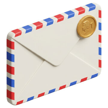 3d cross border money transfer depicted as sealed envelope with gold coin