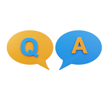 3D QA Question and Answer Speech Bubbles