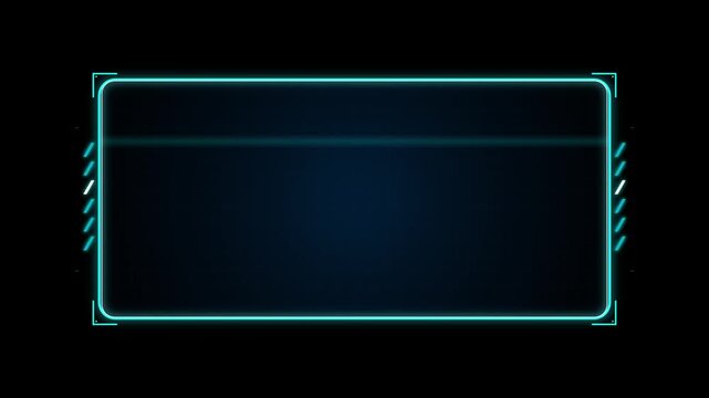 Glowing blue neon data frame overlay on dark background UI element interface