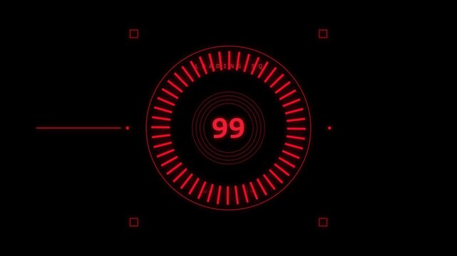 Red circular loading timer with digital counter sixty circle countdown