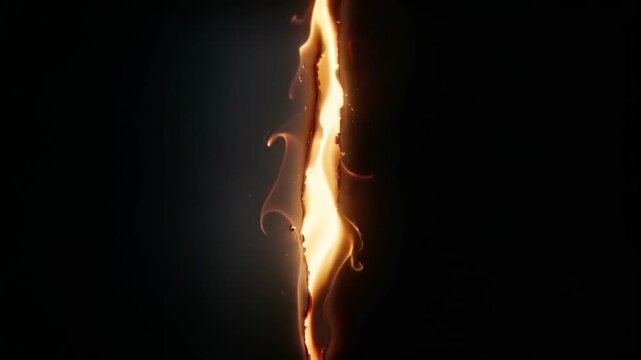 Fire burning along a vertical slit in a dark background creating a glowing line of light.