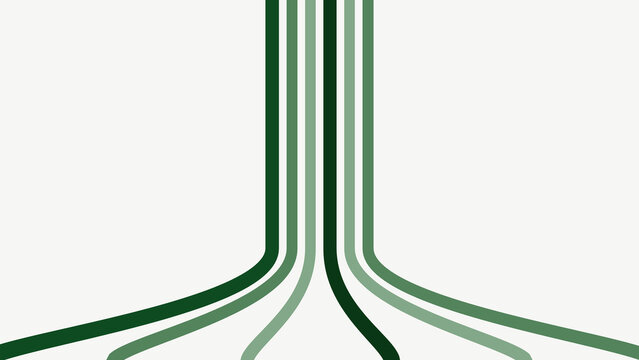 Abstract background with lines, forest green vertical converging parallel lines graphic background.