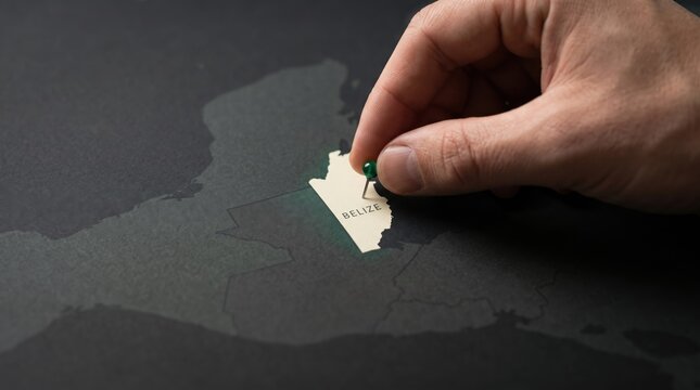 A hand placing a pin on a map of Belarus