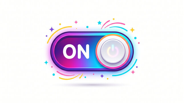 Colorful Toggle Switch Button Icon Isolated on White Background