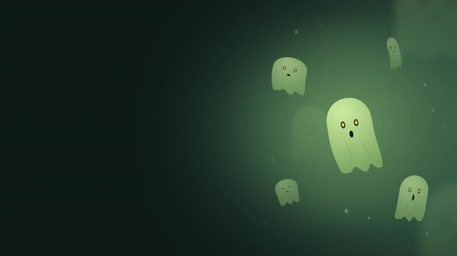 Halloween Ghosts with Glowing Eyes and Copy Space on Seamless Loop