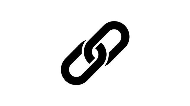 Black link chain icon symbol isolated graphic element silhouette sign