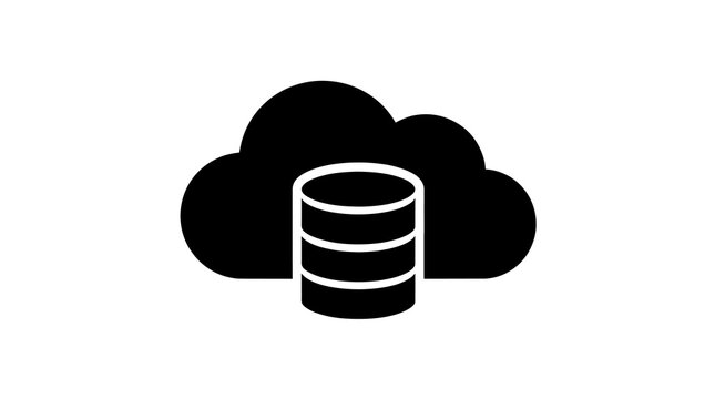 Black database cloud icon digital server symbol technology network shape