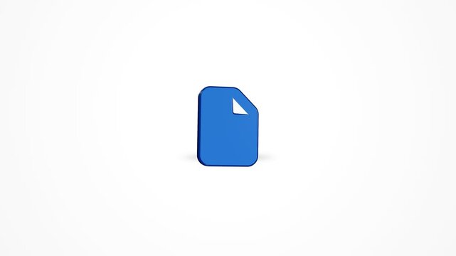 3D Document File Page Icon Animated Loop White Background 4K