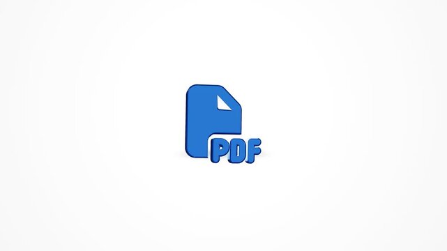 3D PDF Document File Icon Animated Loop White Background 4K