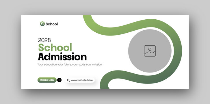 School admission facebook cover web banner design template