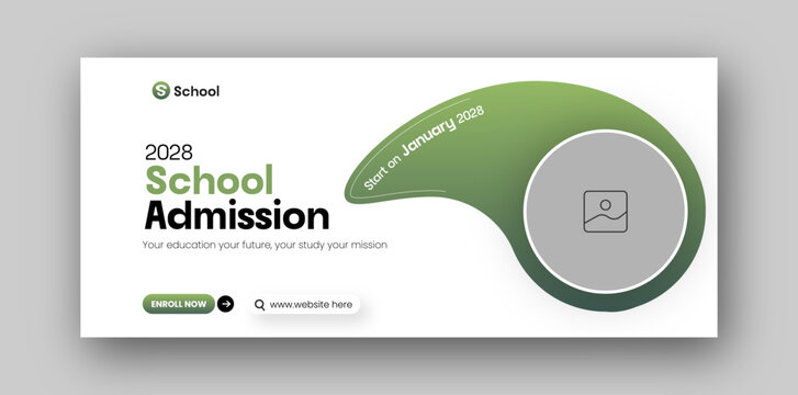School admission facebook cover web banner design template