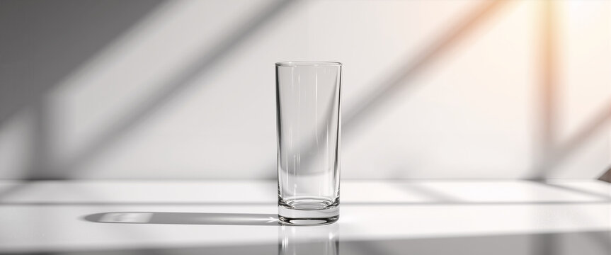 Transparent glass casting solid opaque shadow paradox on wall for science blogs, physics education, and surreal graphics