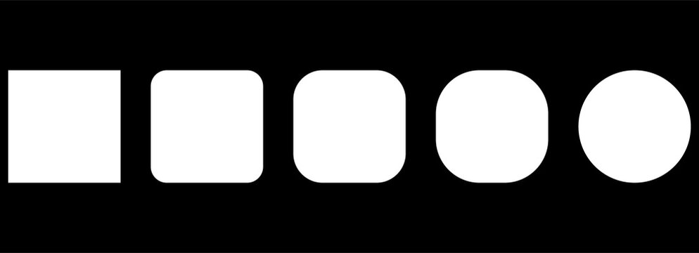 Set of white geometric shapes with rounded