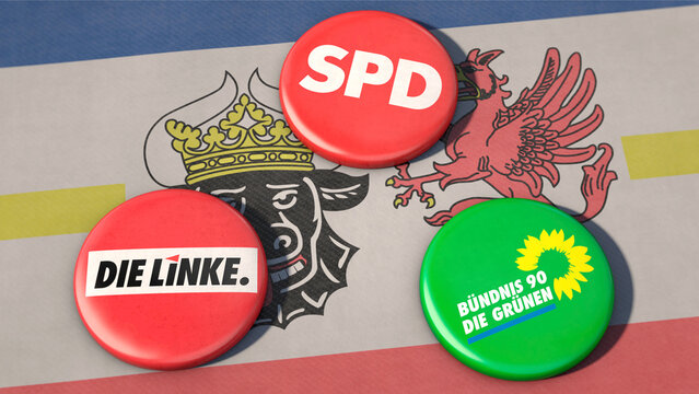 Koalitionsverhandlungen nach der Wahl in Mecklenburg-Vorpommern zwischen der SPD, den Linken und den Gr&uuml;nen