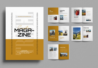 Modern Travel Magazine Template with Mountain Photography