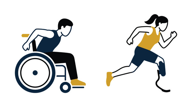 Paralympic athletes vector illustration featuring wheelchair user and runner