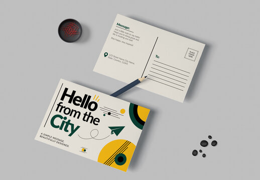Travel Greeting Post Card Template Layout