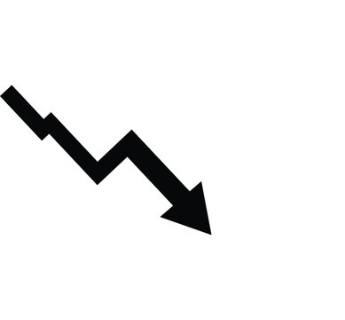 Black downward trend arrow icon representing financial decline or negative growth