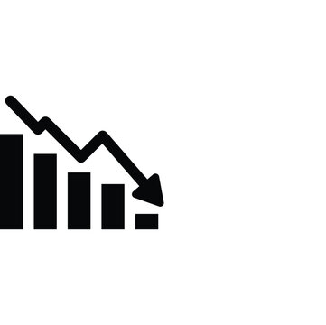 Bar chart with downward trend arrow icon