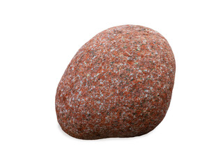  Natural red granite smooth cobble stone isolated on white background © fotomaster