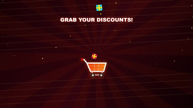 Grab Your Discounts Banner for Online Shopping Promotion and Marketing Sales Campaign on Red Background