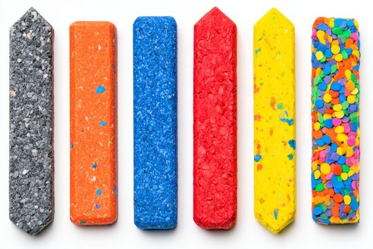 Colorful textured rectangular sticks in a row